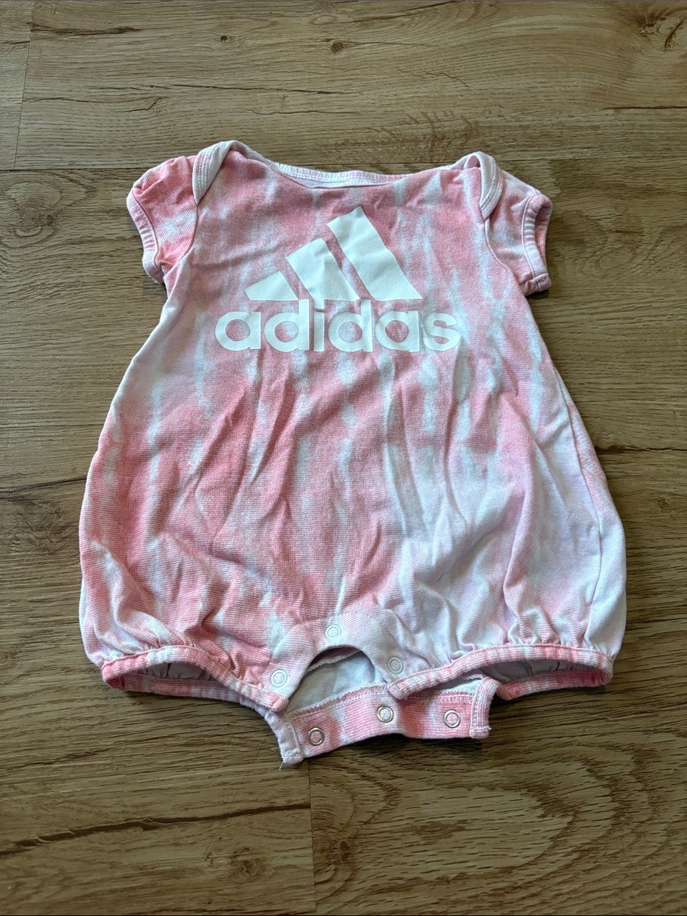 adidas Pink and White Tie-Dye Baby One-Piece
